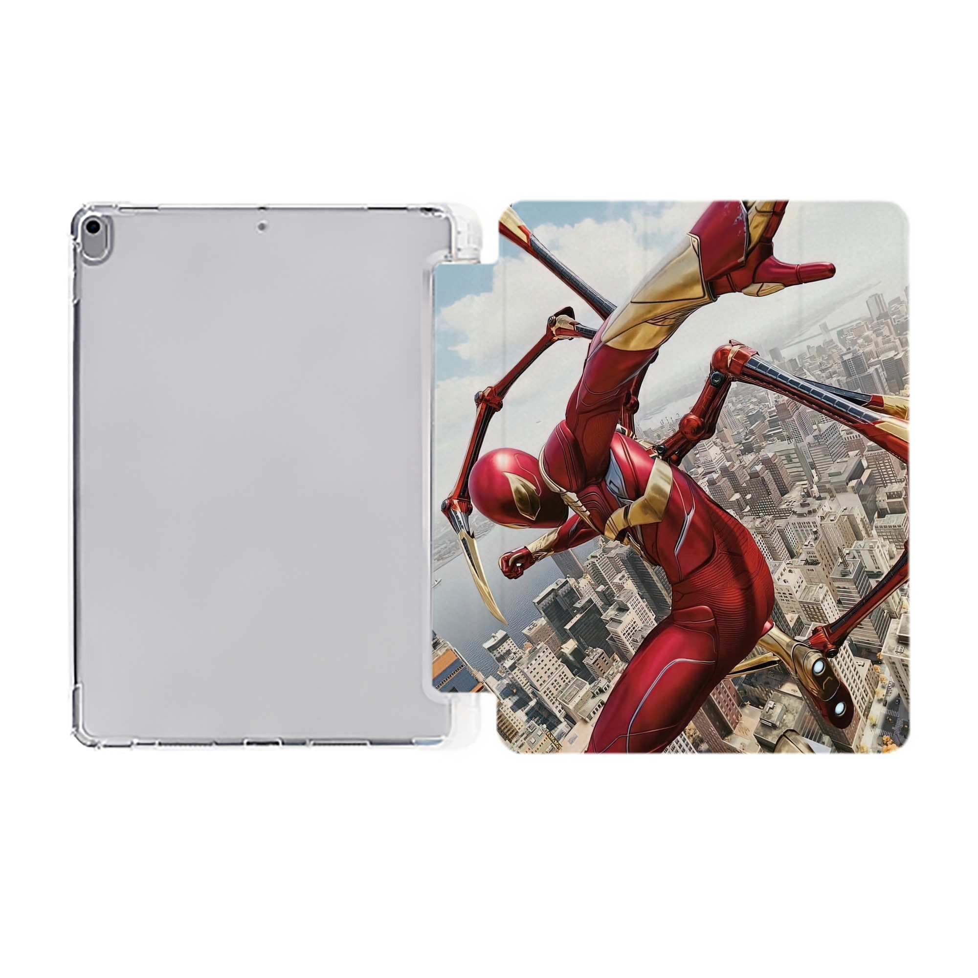 （画像用） Spider Man スパイダーマン IPad ケース ペン収納付き 三つ折りスタンド PUレザー×シリコン 対応機種9.5/10.5/10.9インチ